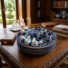 Handcrafted Blue Pottery Bird Pair