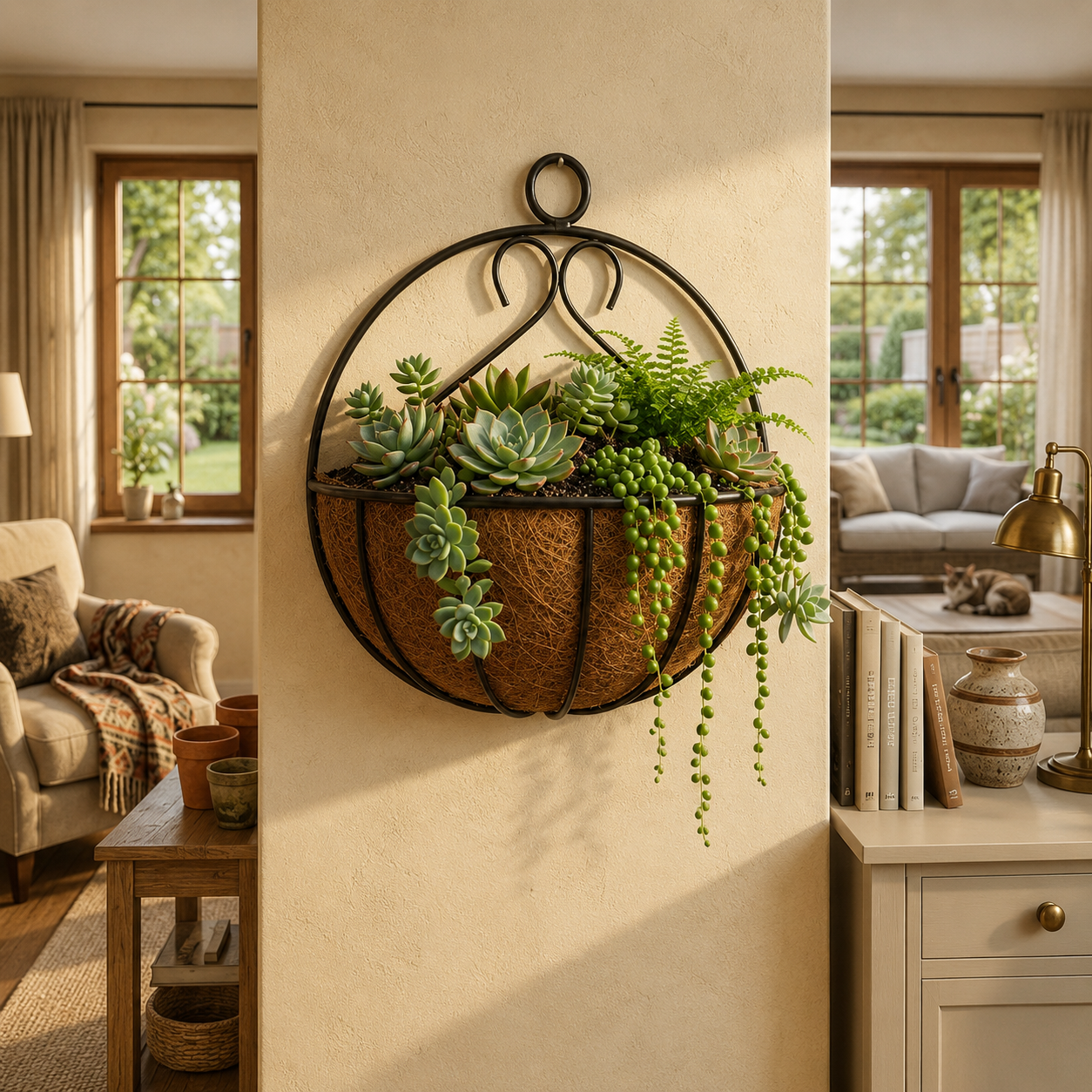 Half Round Wall Hanging Planter Basket with Coco Coir Liner